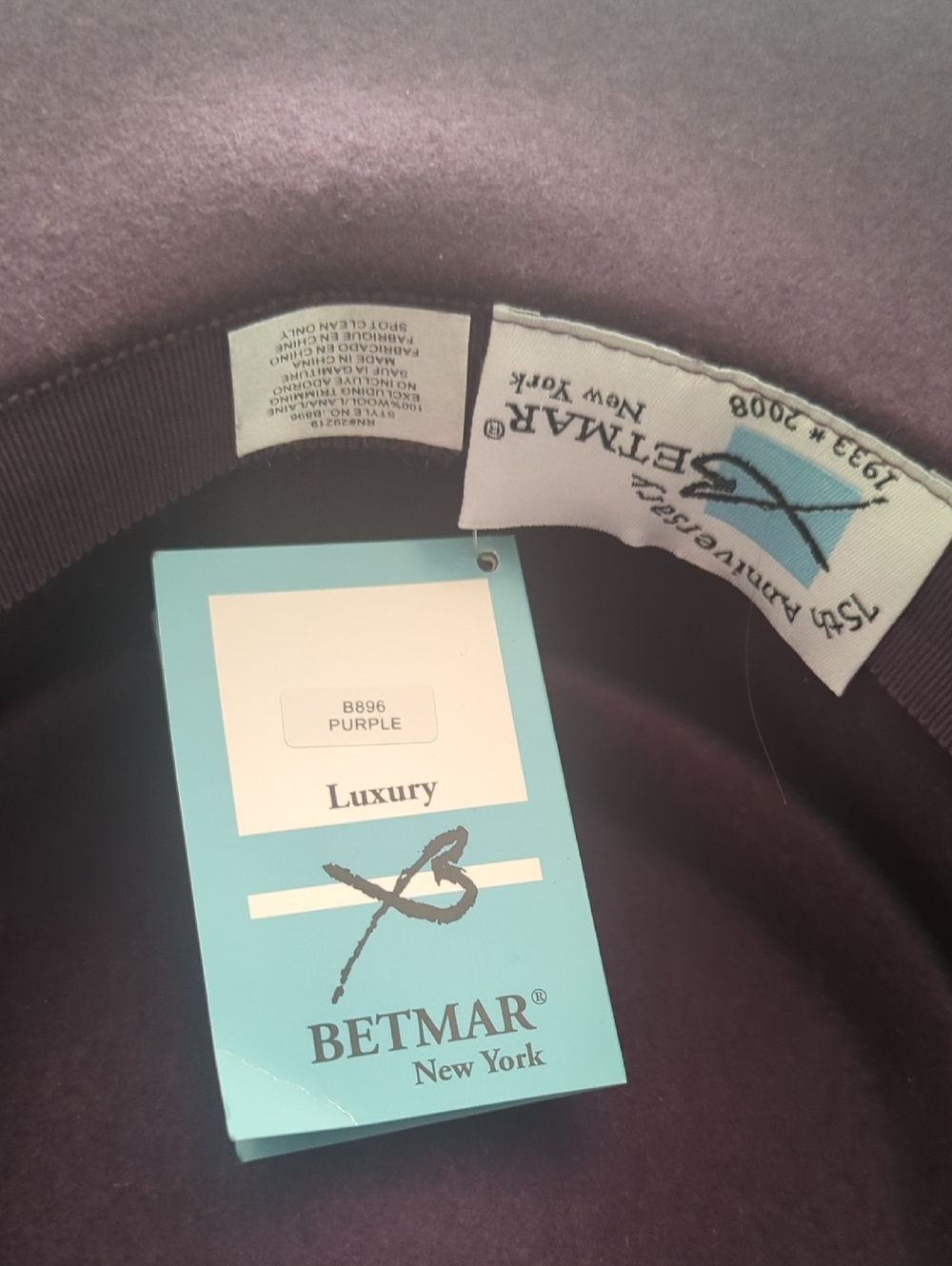 BETMAR Wool Purple Felt Cloche Hat with Decorative Bow - Picture 10 of 10